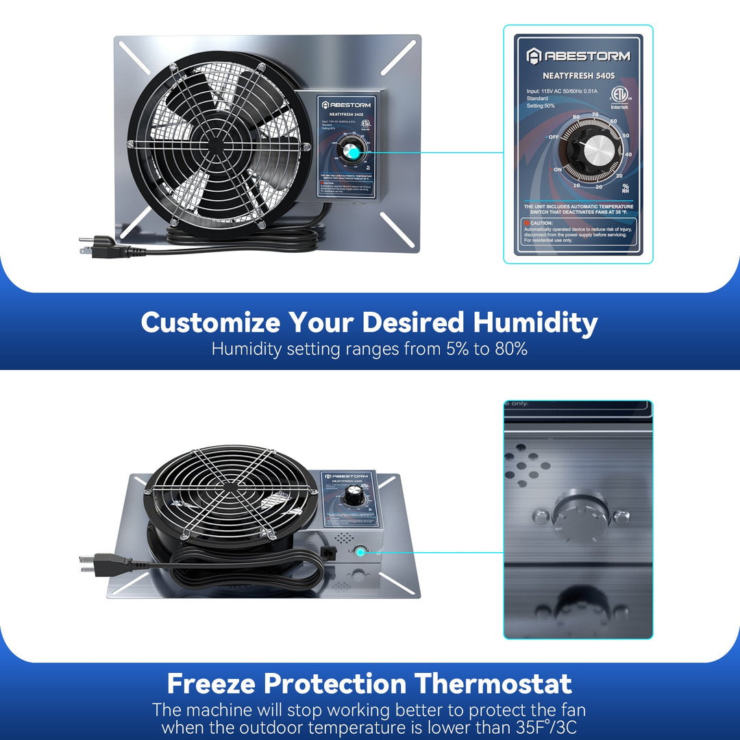 Abestorm 540CFM Crawlspace Ventilator Fan | NeatyFresh 540S