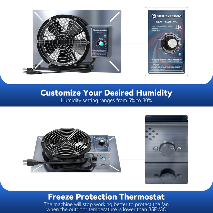 Abestorm 540CFM Crawlspace Ventilator Fan | NeatyFresh 540S