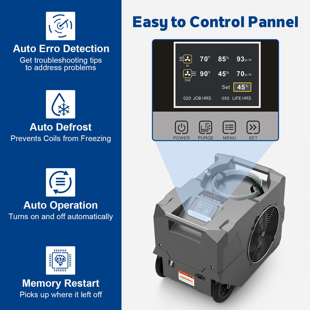 Abestorm 264 PPD 3,000 Sq.Ft Commercial Dehumidifier with Pump and Drain Hose | Hurricane 125P