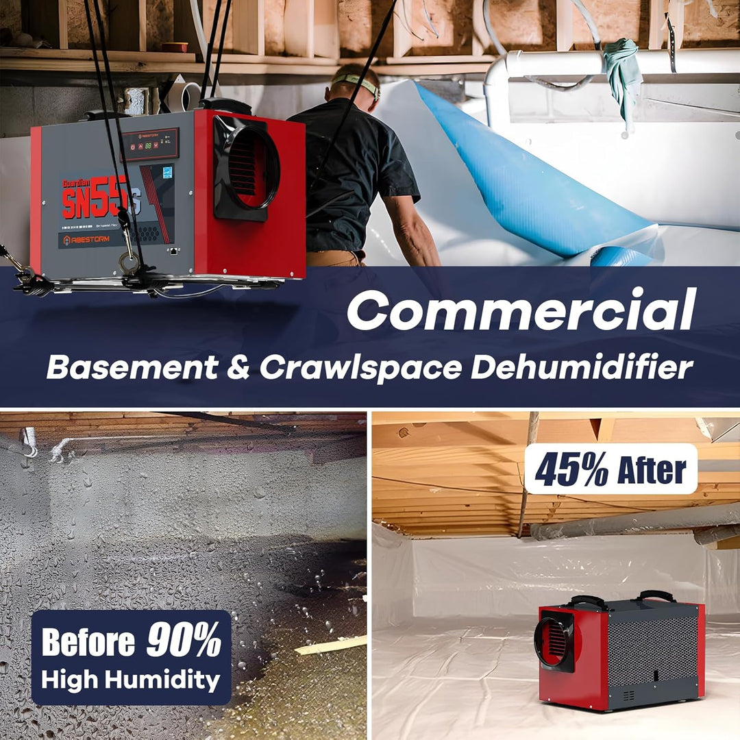 Abestorm 120 PPD Crawl Space Dehumidifier with Drain Hose | Guardian SN55S | Energy Star Certified