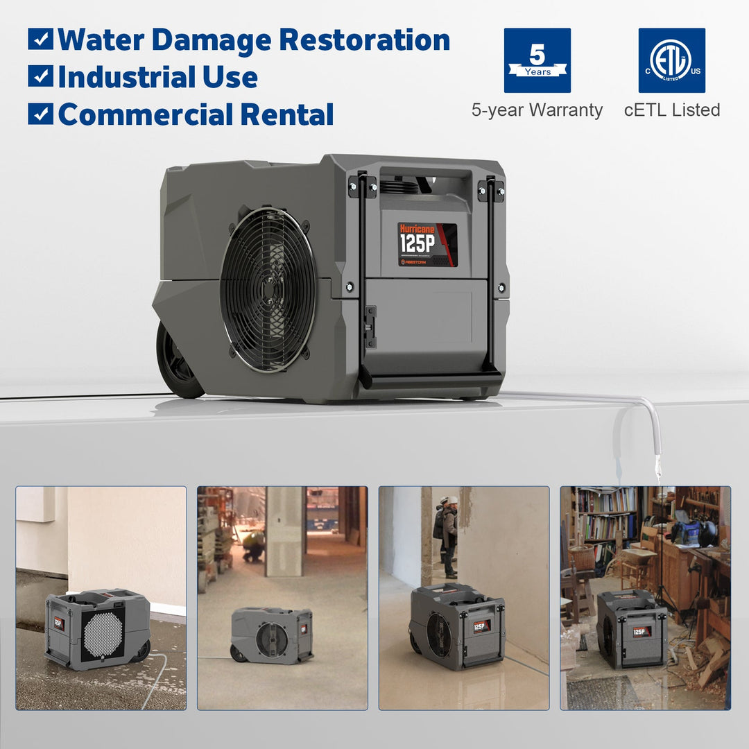 Abestorm 264 PPD 3,000 Sq.Ft Commercial Dehumidifier with Pump and Drain Hose | Hurricane 125P