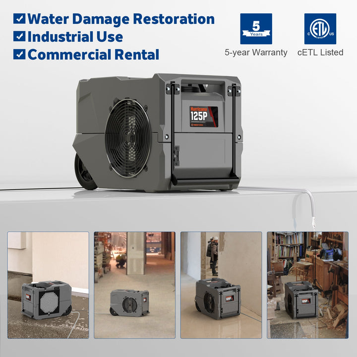 Abestorm 264 PPD 3,000 Sq.Ft Commercial Dehumidifier with Pump and Drain Hose | Hurricane 125P