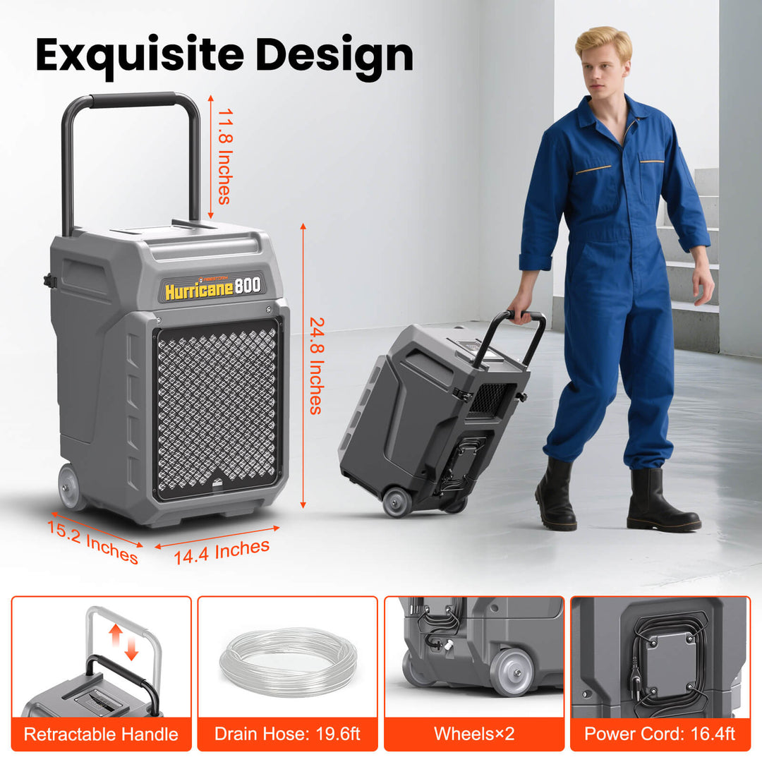 Abestorm 170 PPD 2,100 Sq.Ft Commercial Dehumidifier with Pump and Drain Hose | Hurricane 800