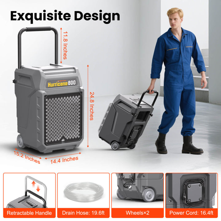 Abestorm 170 PPD 2,100 Sq.Ft Commercial Dehumidifier with Pump and Drain Hose | Hurricane 800