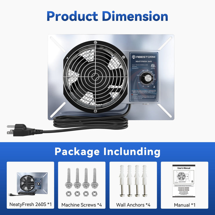 Abestorm 260CFM Crawlspace Ventilator Fan | NeatyFresh 260S