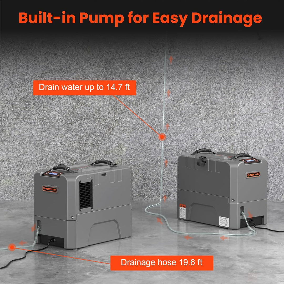 Abestorm 180 PPD 2,300 Sq.Ft Commercial Dehumidifier with Pump and Drain Hose | Hurricane LGR85