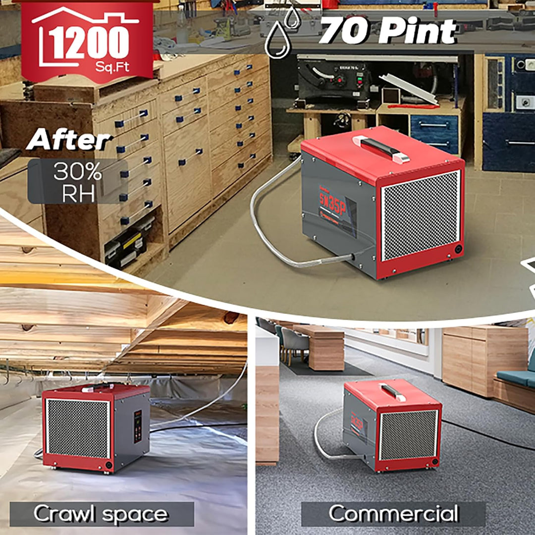 Abestorm 70 PPD Crawl Space Dehumidifiers with Pump and Drain Hose | Guardian SN35P | Energy Star Certified