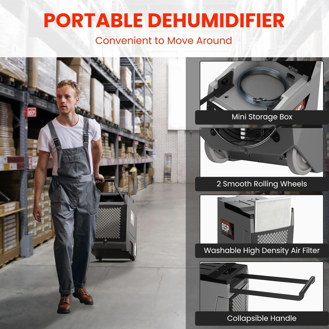 Abestorm 180 PPD 2,300 Sq.Ft Commercial Dehumidifiers with Pump and Drain Hose | Hurricane 85P