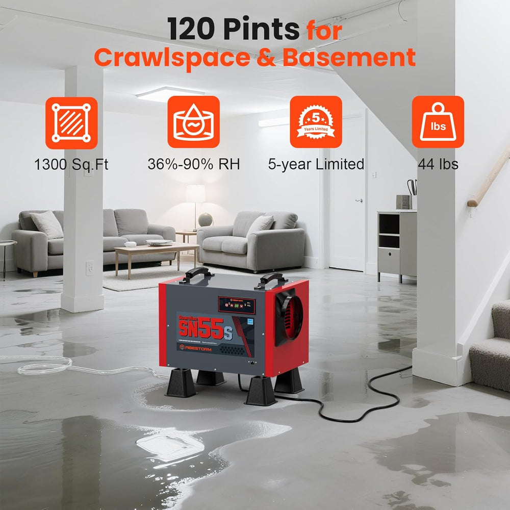 Abestorm 120 PPD Crawl Space Dehumidifier with Drain Hose for Basement | Guardian SN55S