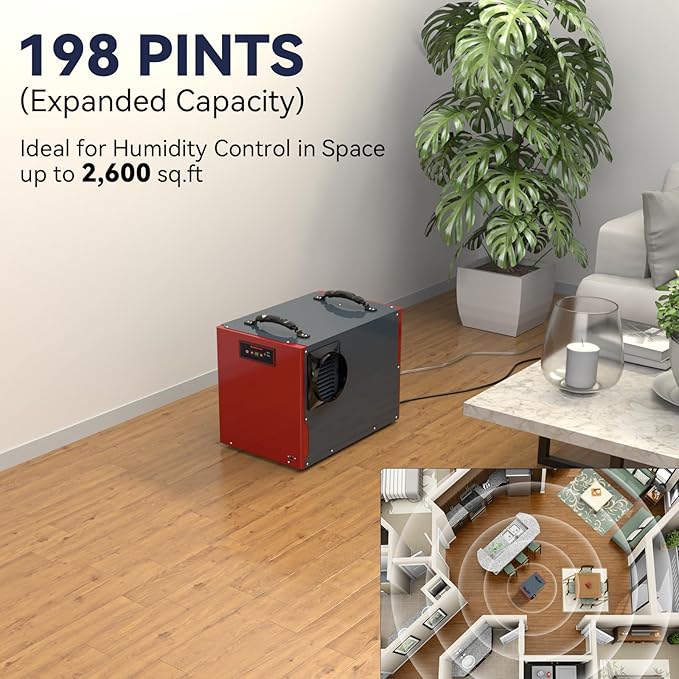 Abestorm 198 PPD Crawl Space Dehumidifier Size for 2,600 Sq. Ft | Guardian SN90 | Energy Star Certified