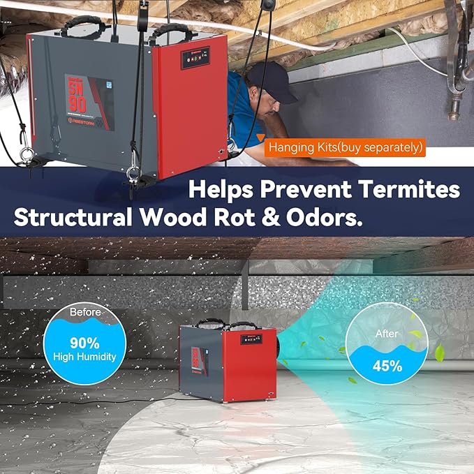 Abestorm 198 PPD Crawl Space Dehumidifier Size for 2,600 Sq. Ft | Guardian SN90 | Energy Star Certified