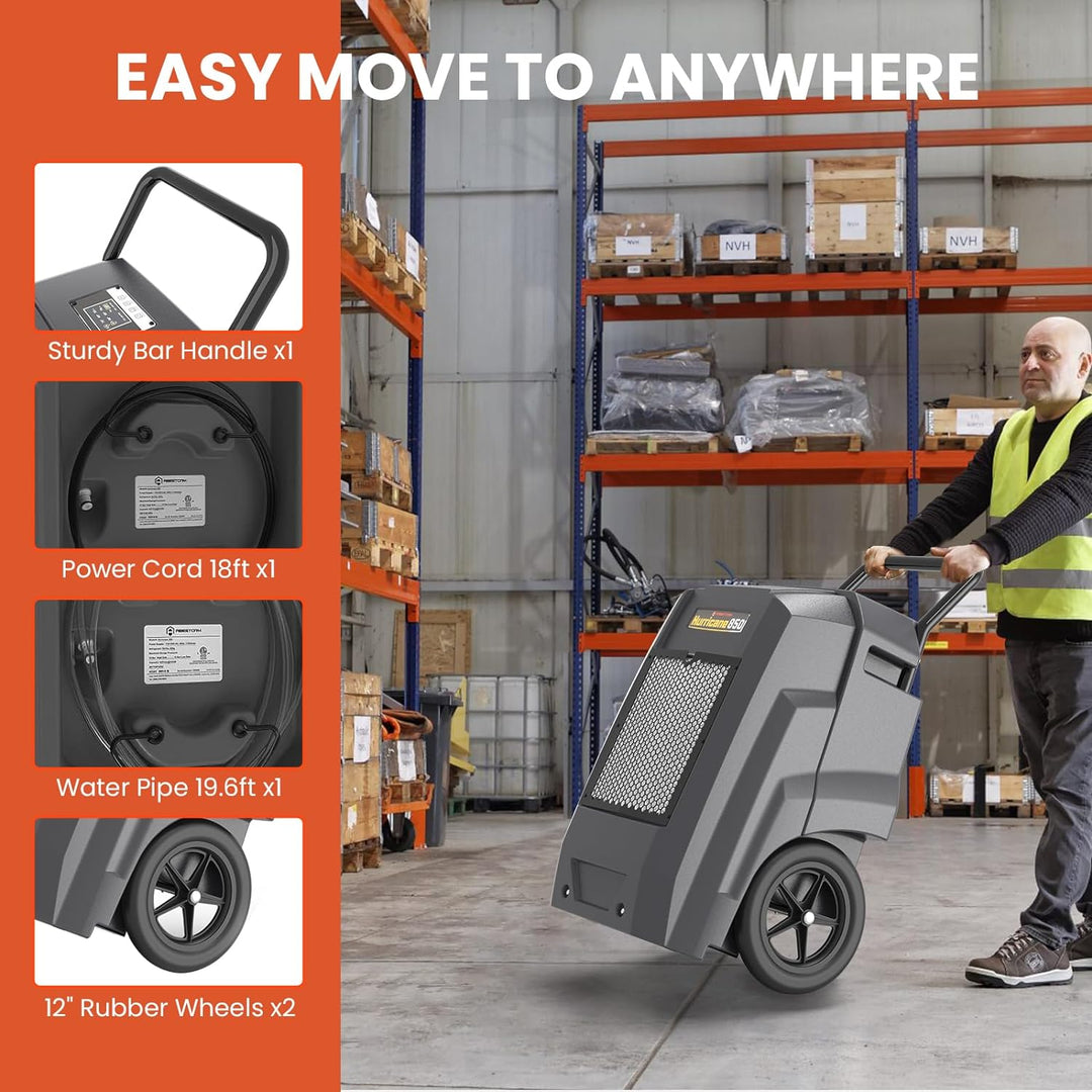 Abestorm 180 PPD 2,300 Sq.Ft Commercial Dehumidifier with Pump and Drain Hose | Hurricane 850