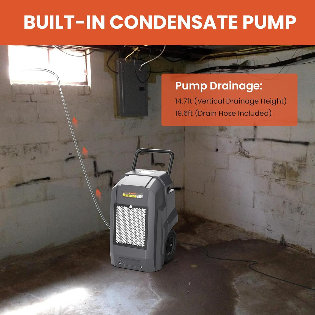 Abestorm 180 PPD 2,300 Sq.Ft Commercial Dehumidifier with Pump and Drain Hose | Hurricane 850