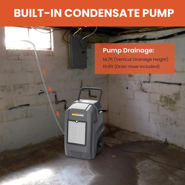 Abestorm 180 PPD 2,300 Sq.Ft Commercial Dehumidifier with Pump and Drain Hose | Hurricane 850