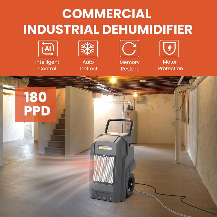 Abestorm 180 PPD 2,300 Sq.Ft Commercial Dehumidifier with Pump and Drain Hose | Hurricane 850