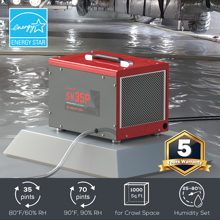 Abestorm 70 PPD Crawl Space Dehumidifiers with Pump and Drain Hose | Guardian SN35P | Energy Star Certified
