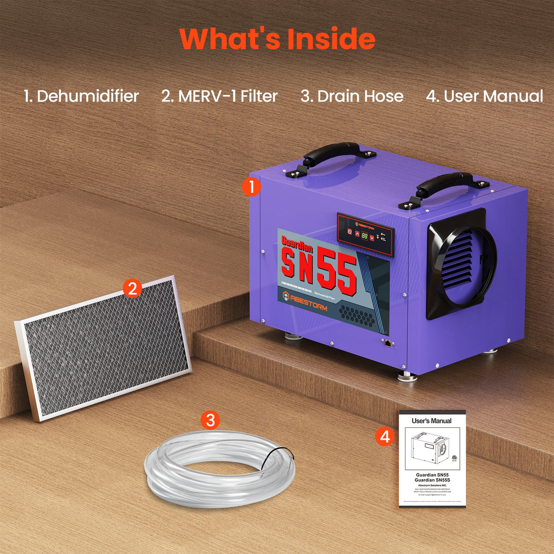 Abestorm 113 PPD Crawl Space Dehumidifier with Drain Hose(Purple) | Guardian SN55