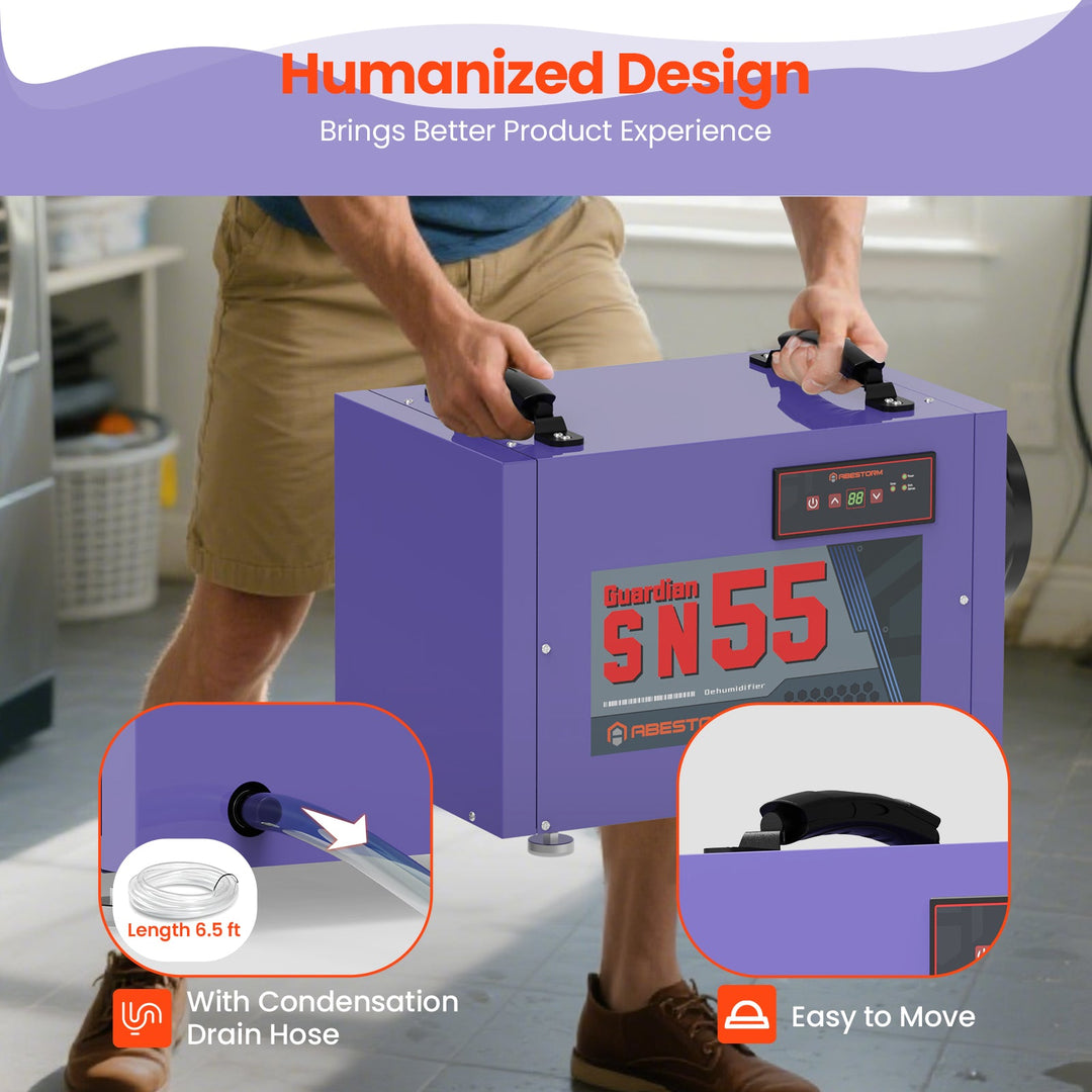 Abestorm 113 PPD Crawl Space Dehumidifier with Drain Hose(Purple) | Guardian SN55