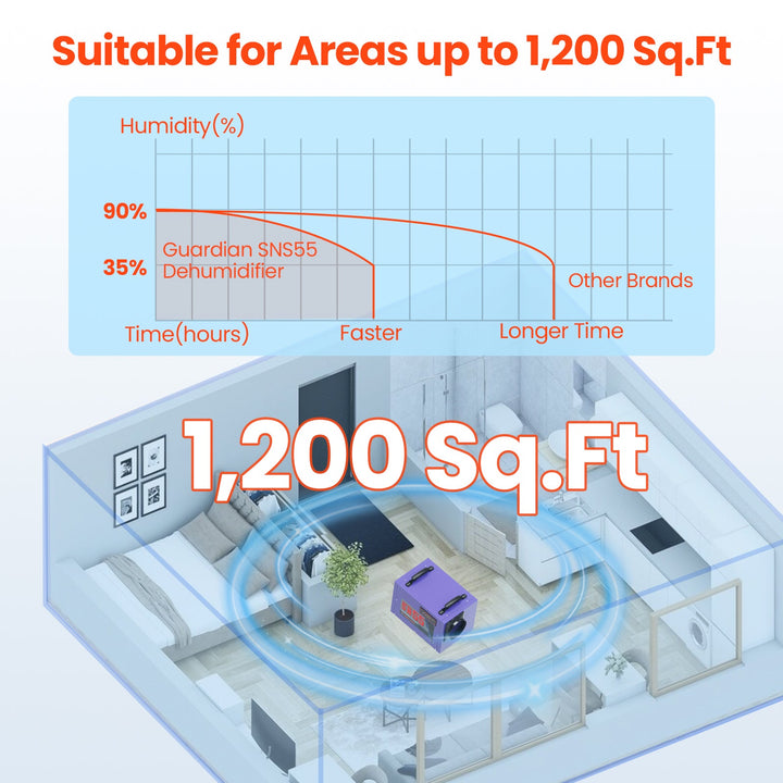 Abestorm 113 PPD Crawl Space Dehumidifier with Drain Hose(Purple) | Guardian SN55