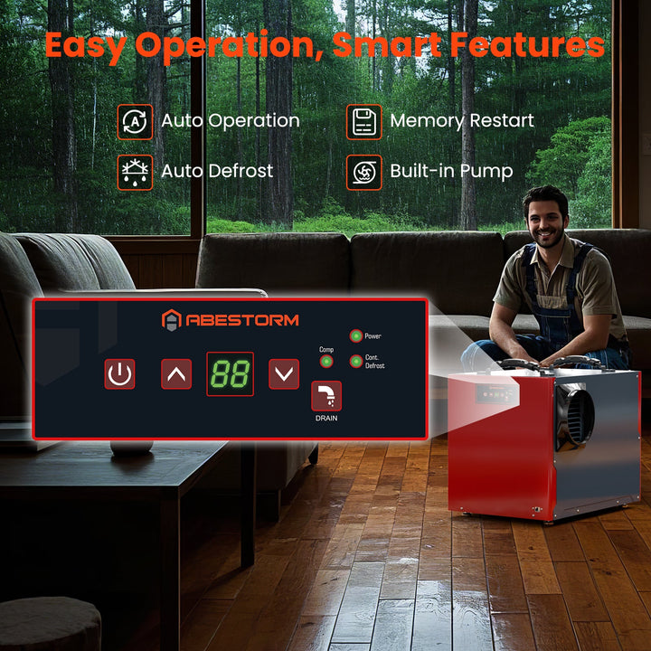 Abestorm 198 PPD Crawl Space Dehumidifier with Pump and Drain Hose | Guardian SNS90 | Energy Star Certified