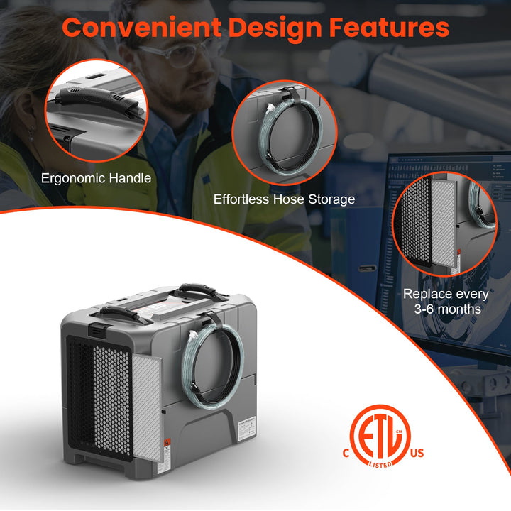 Abestorm 180 PPD 2,300 Sq.Ft Commercial Dehumidifier with Pump and Drain Hose | Hurricane LGR85