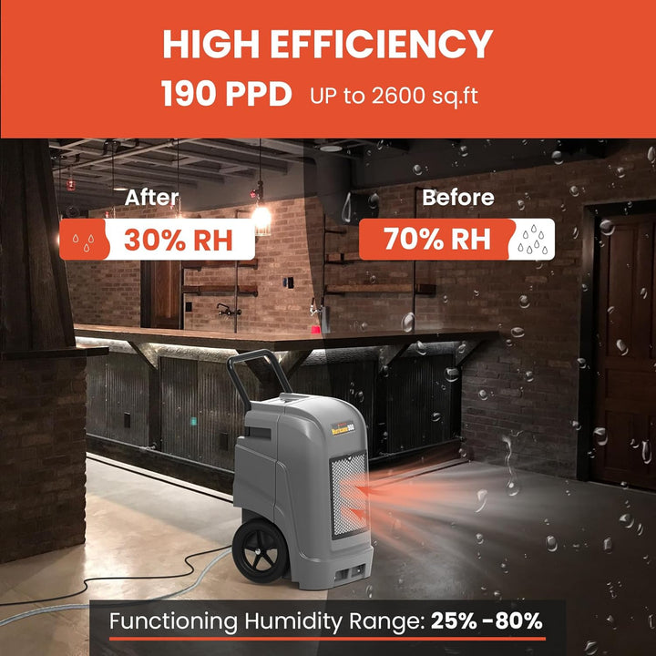 Abestorm 190 PPD 2,600 Sq.Ft Commercial Dehumidifier with Pump and Drain Hose | Hurricane 900
