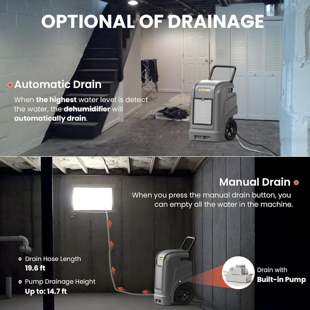 Abestorm 190 PPD 2,600 Sq.Ft Commercial Dehumidifier with Pump and Drain Hose | Hurricane 900