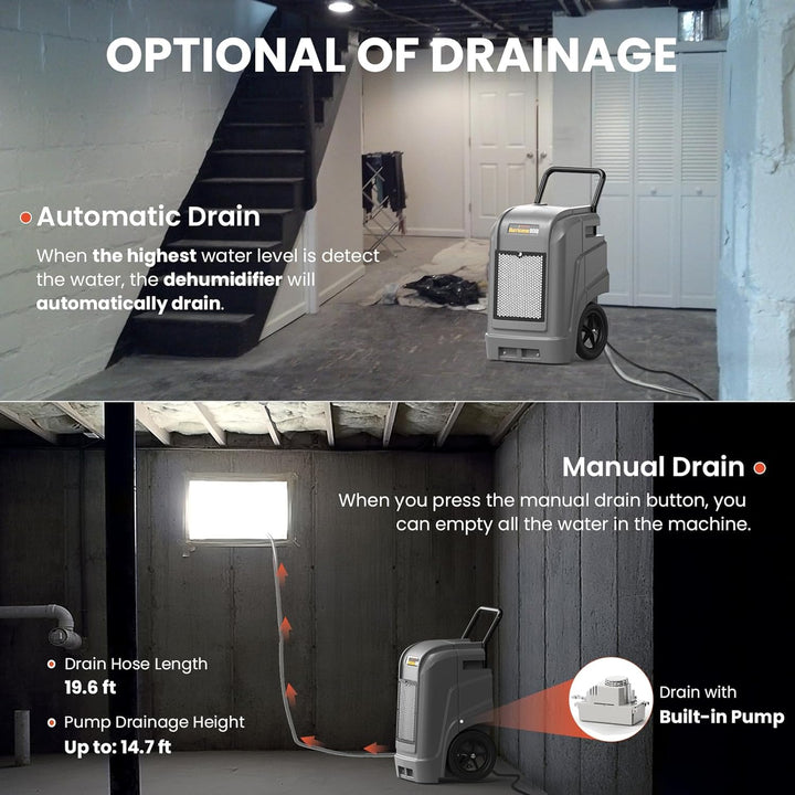 Abestorm 190 PPD 2,600 Sq.Ft Commercial Dehumidifier with Pump and Drain Hose | Hurricane 900